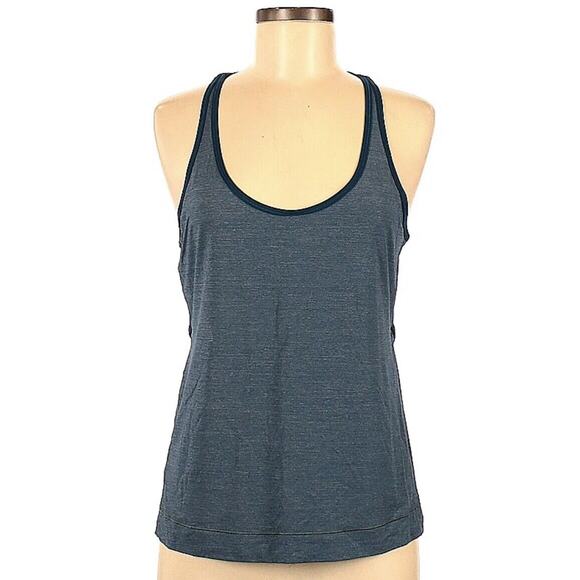 Lululemon Women Run The Day Tank Heathered Nile Blue Teal Loose Cut Out Top 6 - Picture 2 of 10